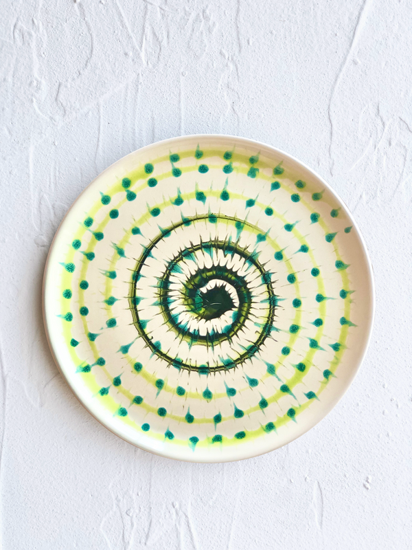 spiral design plate plate green 11 inch